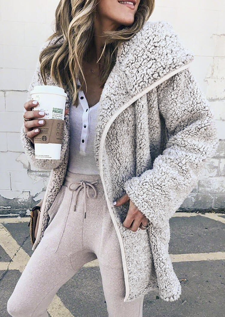 

Solid Wool Cardigan Coat - Gray, 458515