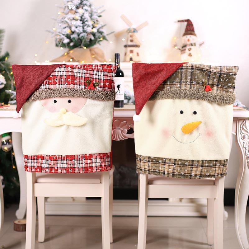 

Plaid Santa Claus Chair Back Cover Christmas Decor, Green;red, 458705