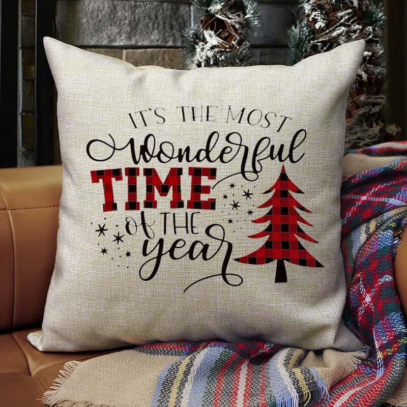 

Christmas Tree It's The Most Wonderful Time Pillowcase without Pillow, Khaki, 459103