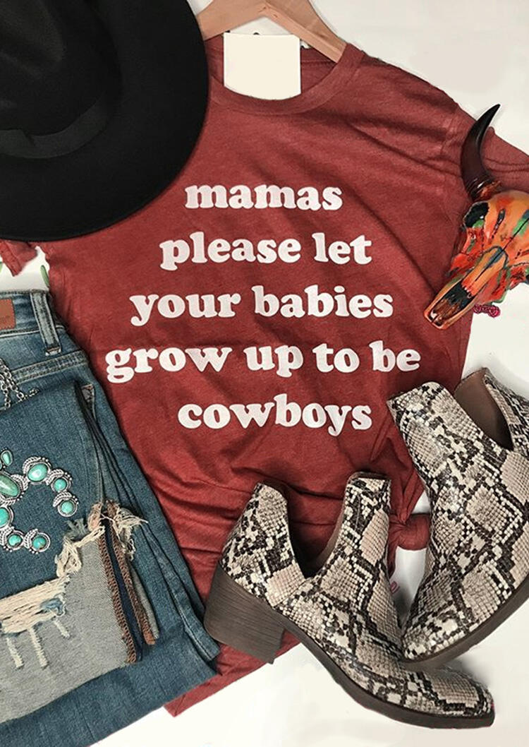 Mamas Babies Cowboys T-Shirt Tee - Brick Red