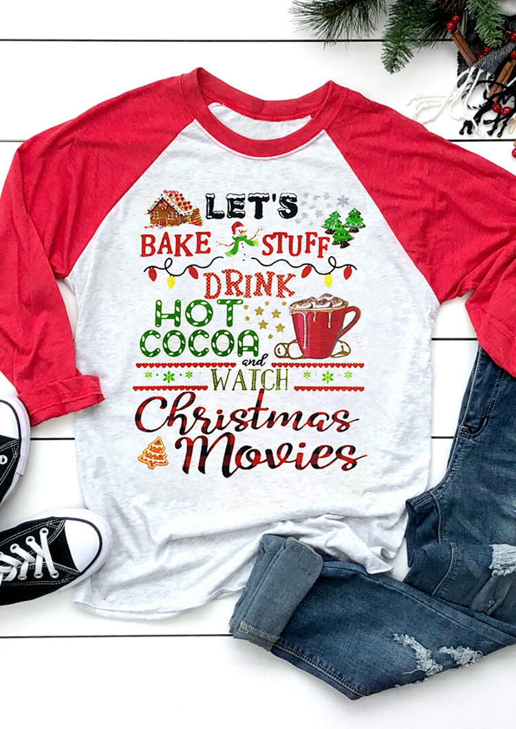 Christmas Let's Bake Stuff Drink Hot Cocoa T-Shirt Tee - Light Grey