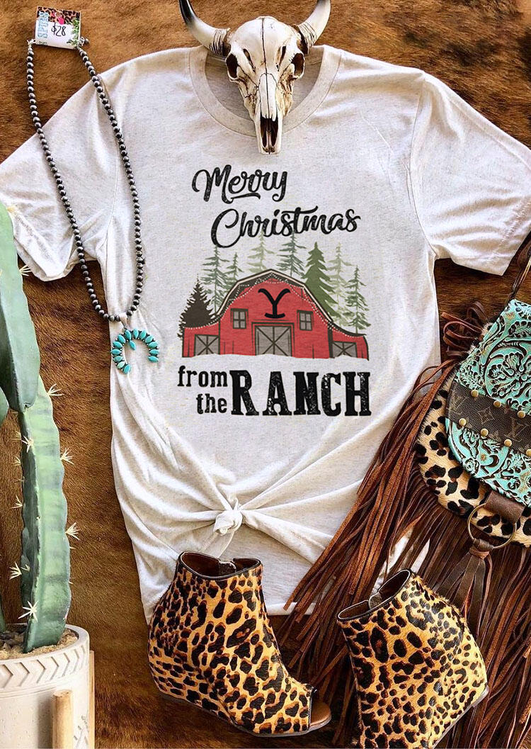 Yellowstone Merry Christmas From The Ranch T-Shirt Tee - Gray