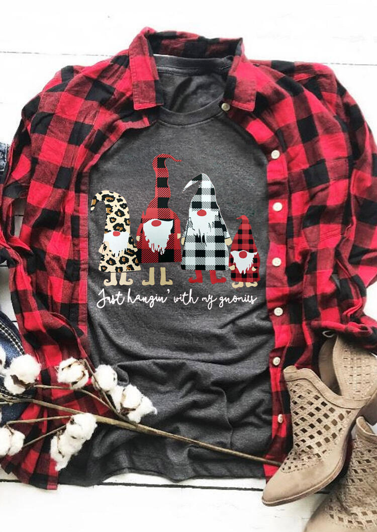 Christmas Just Hangin' With My Gnomies T-Shirt Tee - Dark Grey