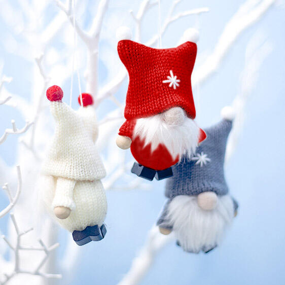 

Christmas Cute Plush Faceless Gnomies Hanging Doll, Beige;gray;red, 460427