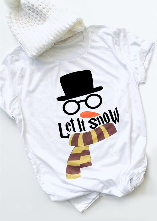 

Let It Snow Christmas T-Shirt Tee - White, 460566