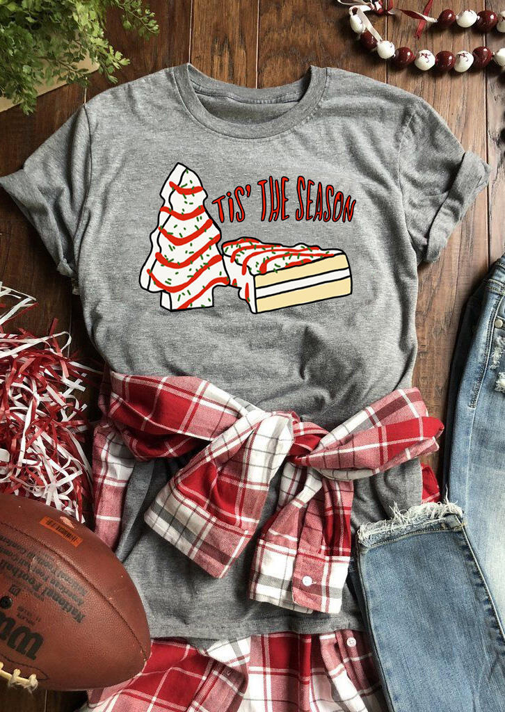 

Cake Tis' The Season T-Shirt Tee - Gray, 460751