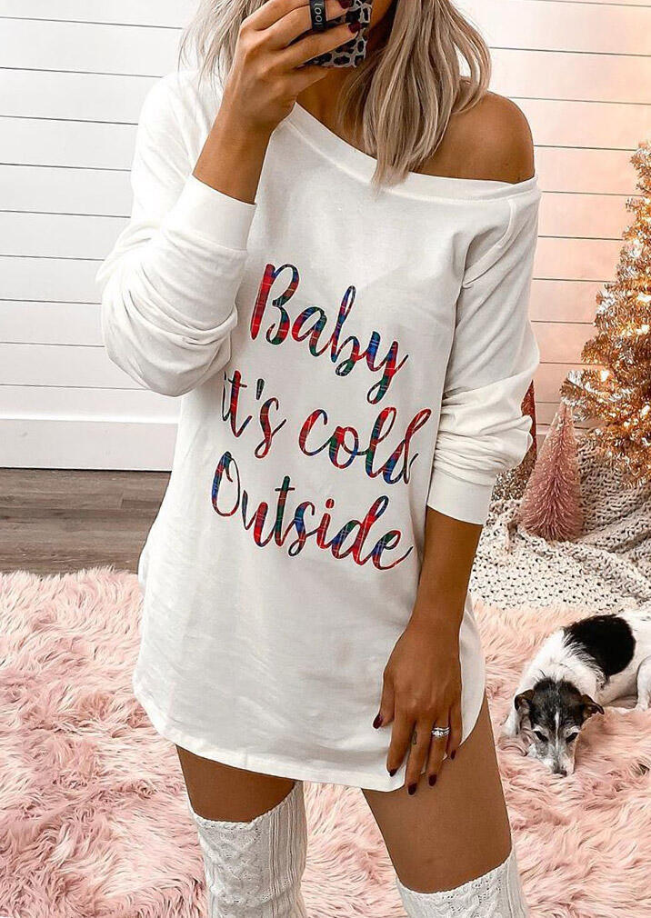 Christmas Baby It's Cold Outside Mini Dress - White