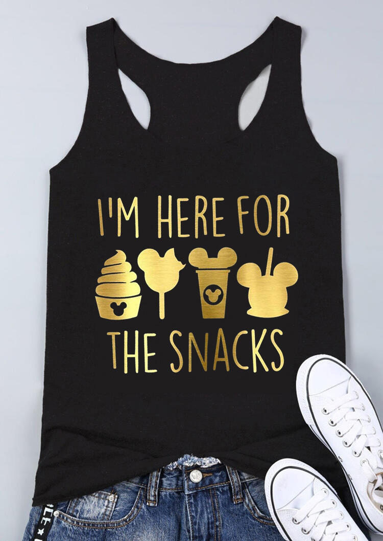 

I' Here For The Snacks Hot Stamping Racerback Tank - Black, 461235