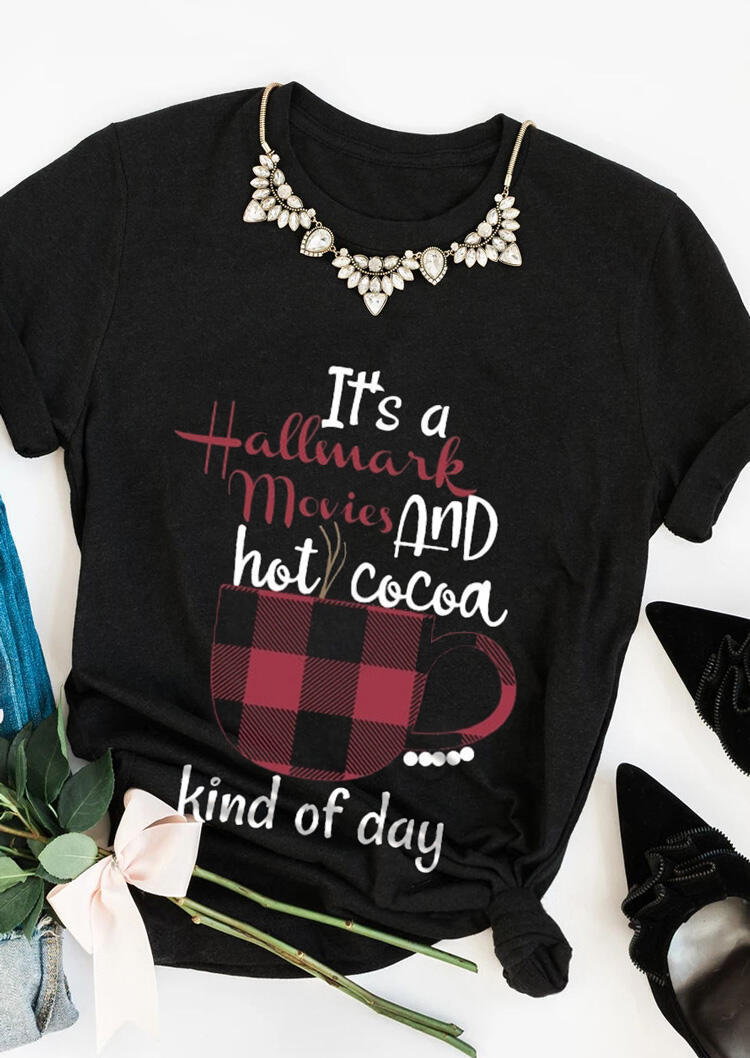 It's A Movies And Hot Cocoa T-Shirt Tee - Black