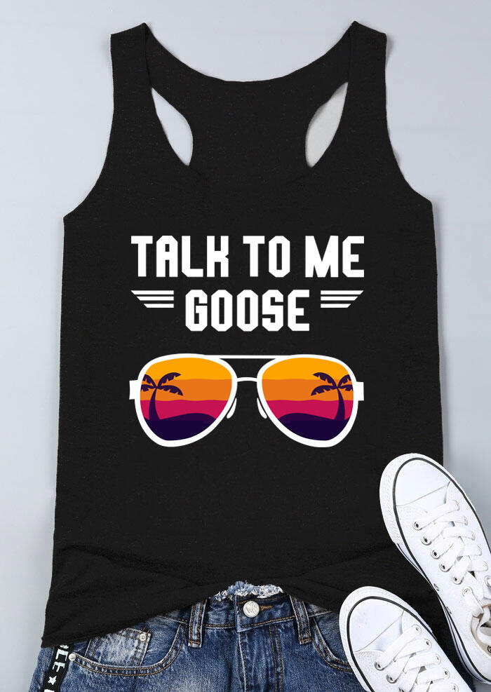 

Talk To Me Goose Glasses Racerback Tank - Black, 461639