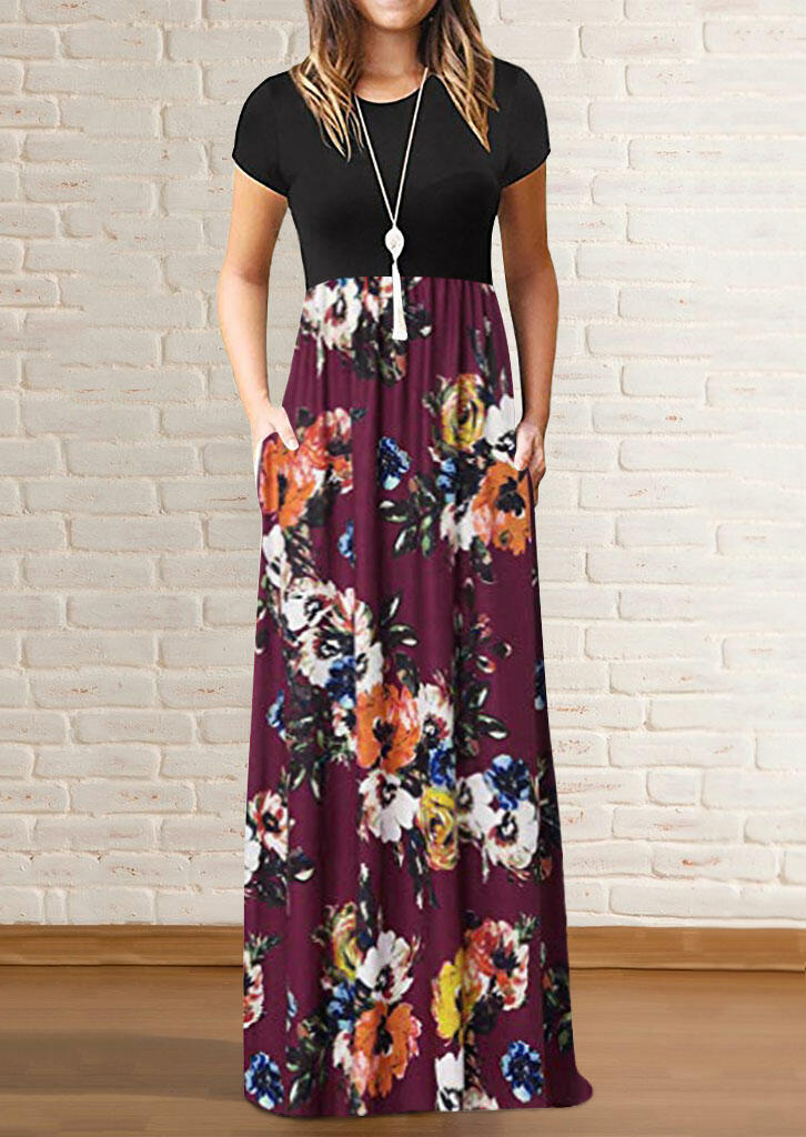 floral pocket sleeveless maxi dress