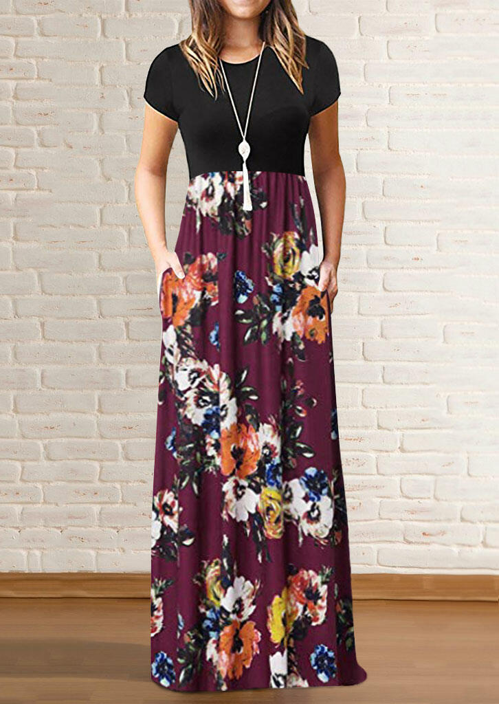 floral burgundy maxi dress