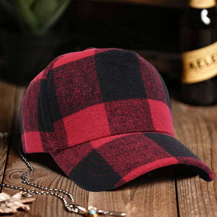 

Plaid Adjustable Buckle Strap Baseball Hat, Red, 461848