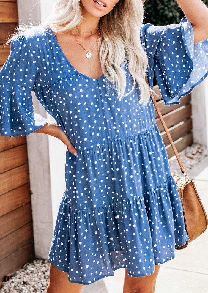 blue dress polka dots