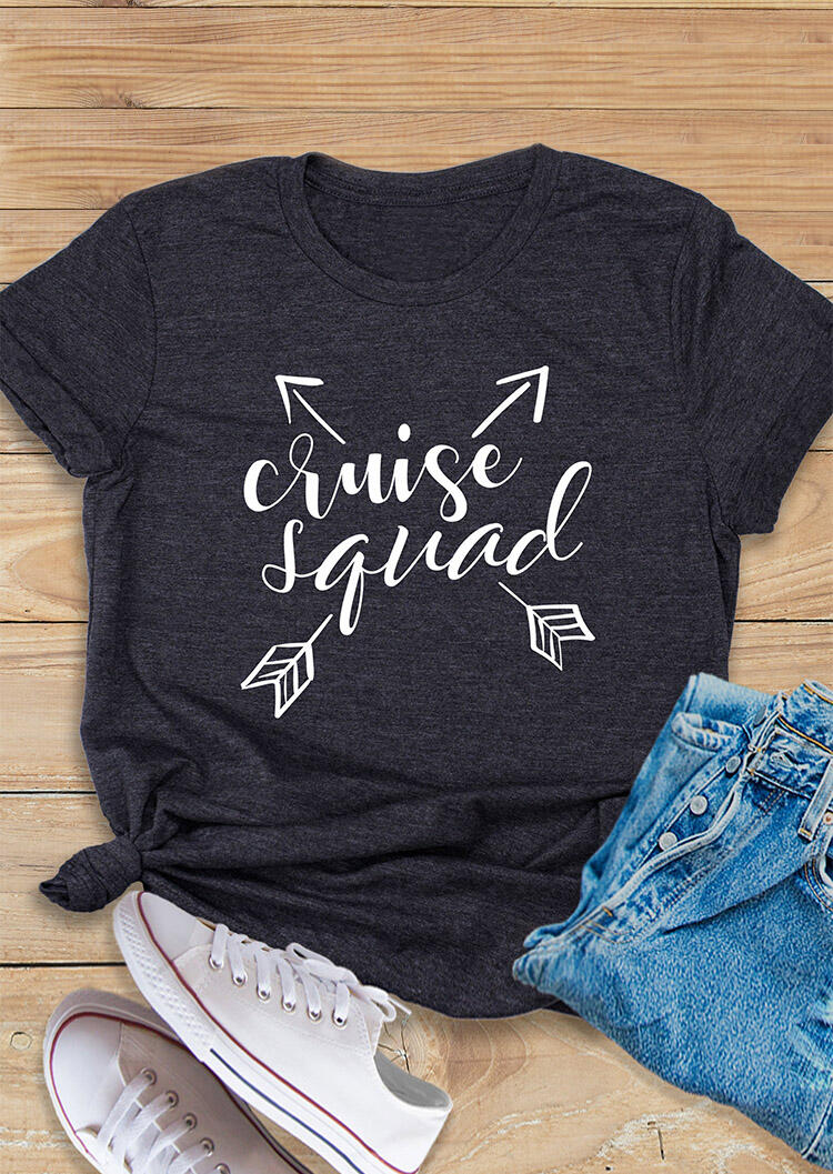 

Cruise Squad O-Neck T-Shirt Tee - Gray, 462353