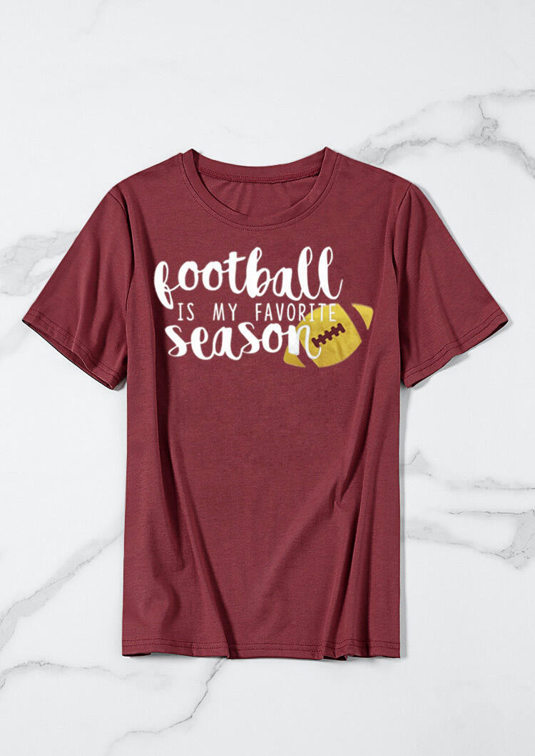 Football Is My Favorite Season T-Shirt Tee - Brick Red