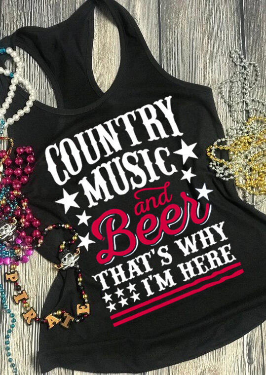 

Country Music And Beer That's Why I'm Here Tank - Black, 463126