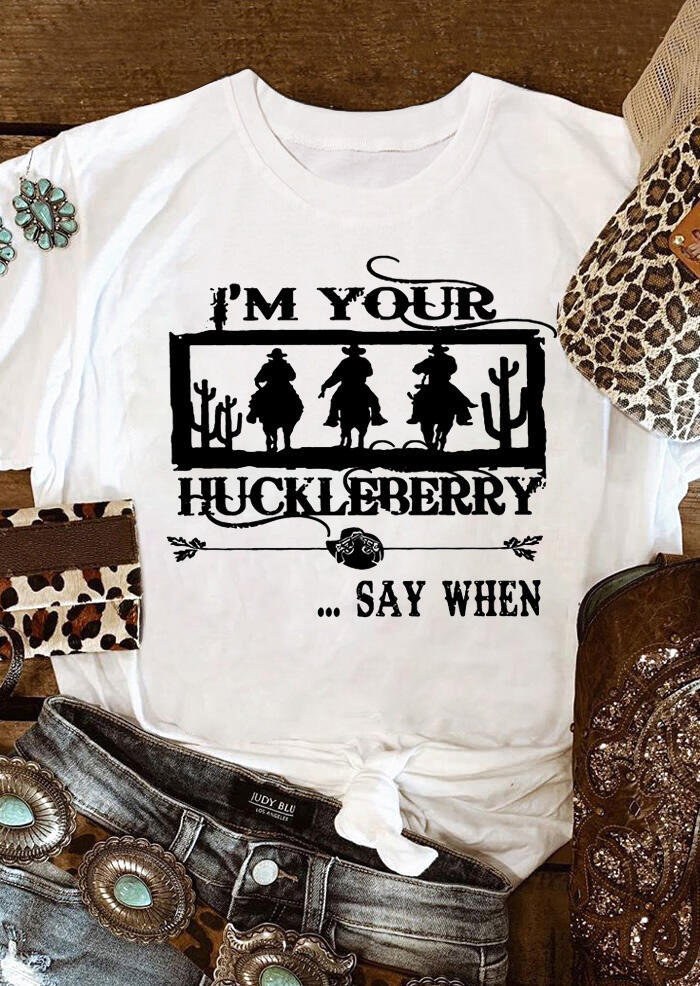 Kaufen I'm Your Huckleberry Cowboy Cactus T-Shirt Tee - White. Bild