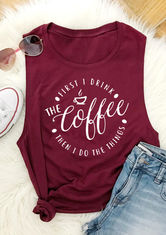 

First I Drink The Coffee Tank - Burgundy, 463567