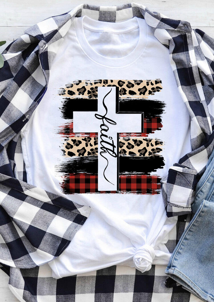 

Leopard Printed T-Shirt Tee - White, 463762