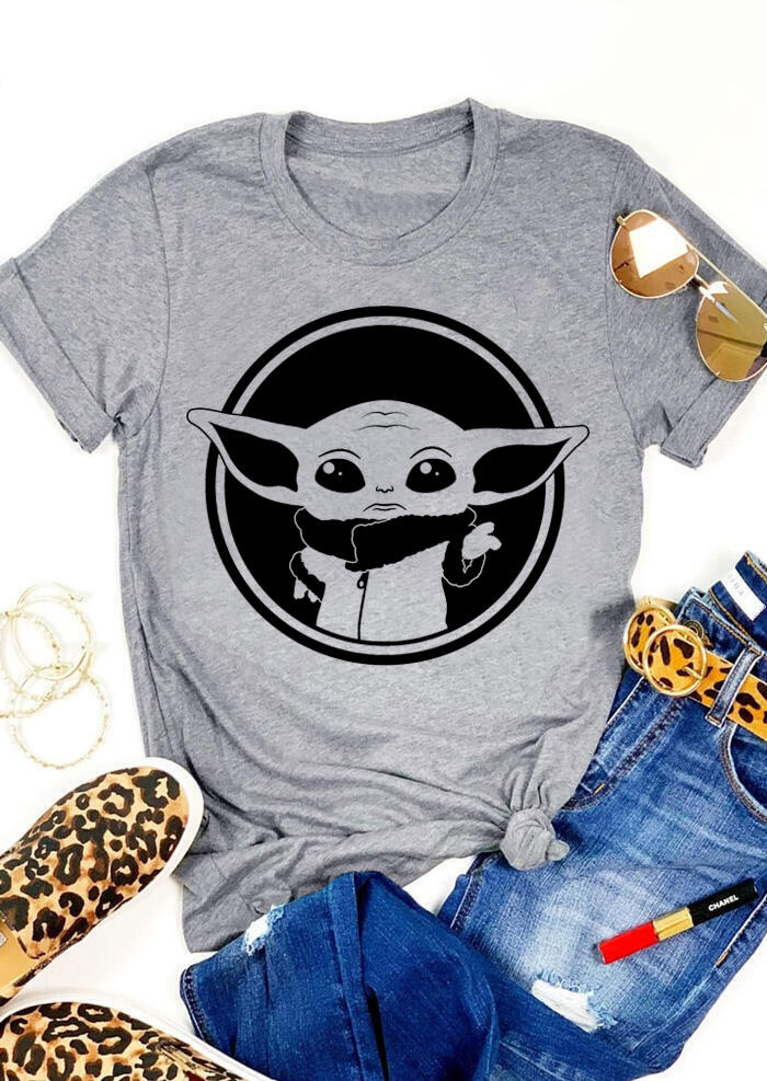 Buy Cute O-Neck T-Shirt Tee - Gray. Picture