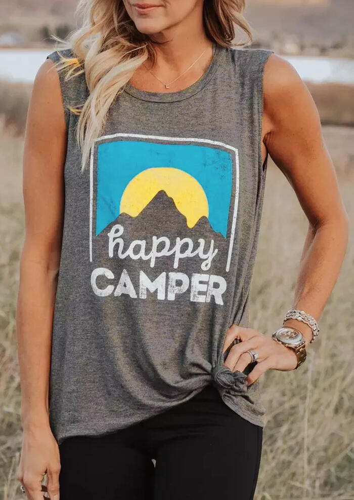 

Happy Camper O-Neck Tank, Gray, 401597