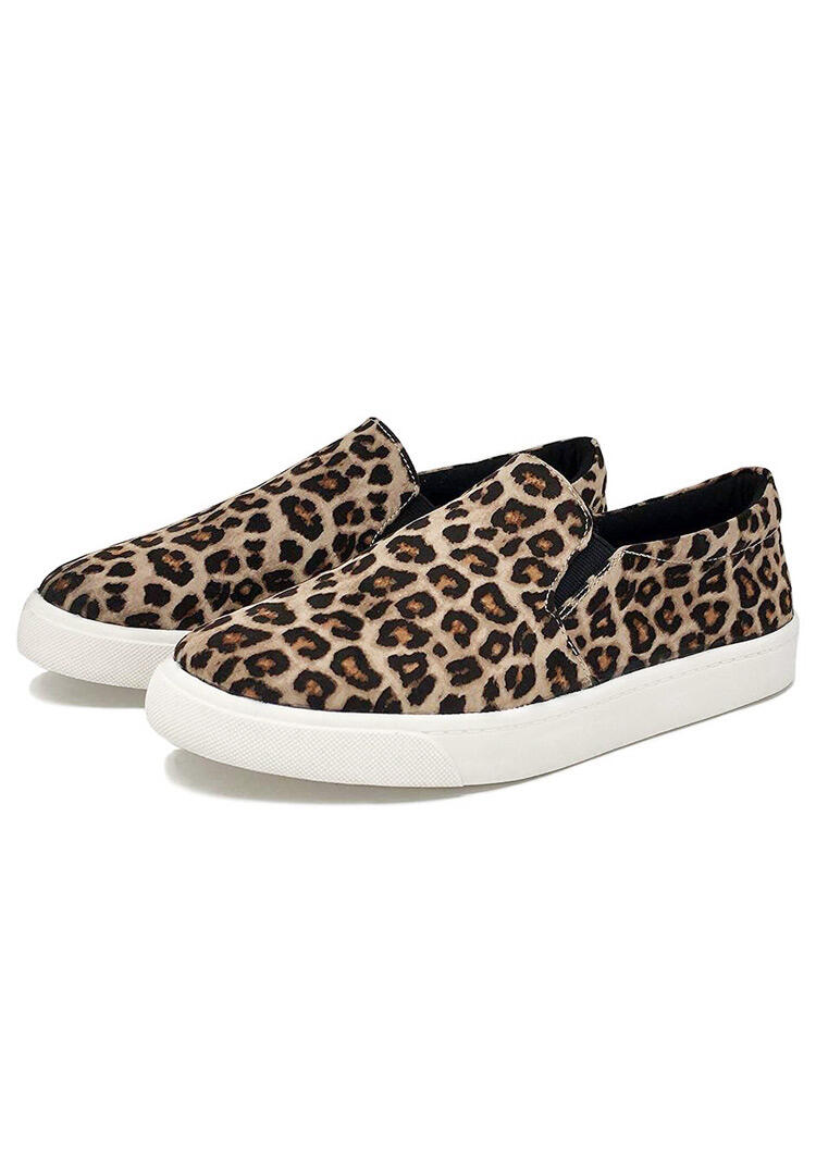 

Leopard Printed Round Toe Sneakers - Leopard, 450609