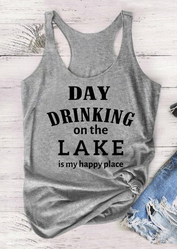 Day Drinking On The Lake Casual Racerback Tank - Gray