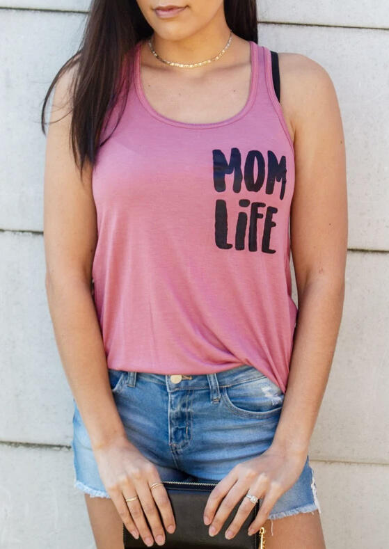 Mom Life O-Neck Tank without Necklace - Cameo Brown