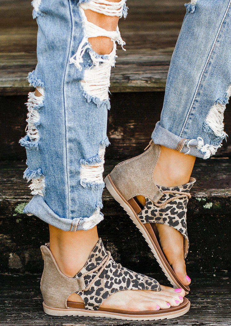 leopard print flat sandal