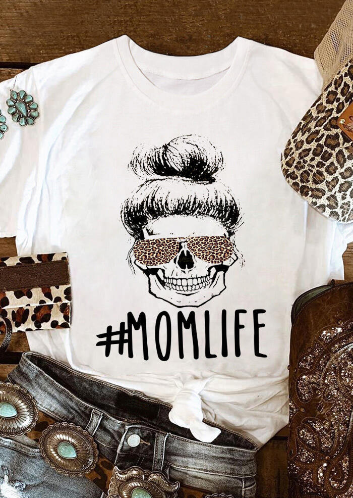 

Mom Life Leopard Printed T-Shirt Tee - White, 465987