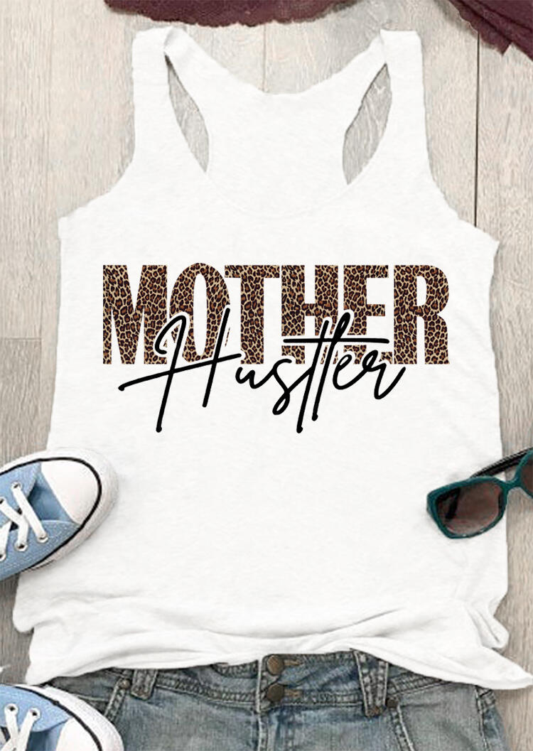 

Leopard Printed Mother Hustler Racerback Tank - White, 466457