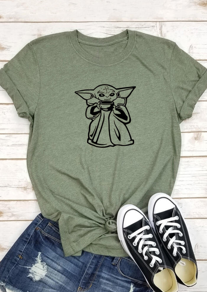 Buy Cute O-Neck T-Shirt Tee - Army Green. Picture