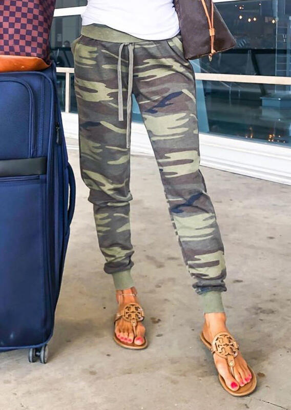 

Camouflage Printed Pocket Drawstring Pants, 466057