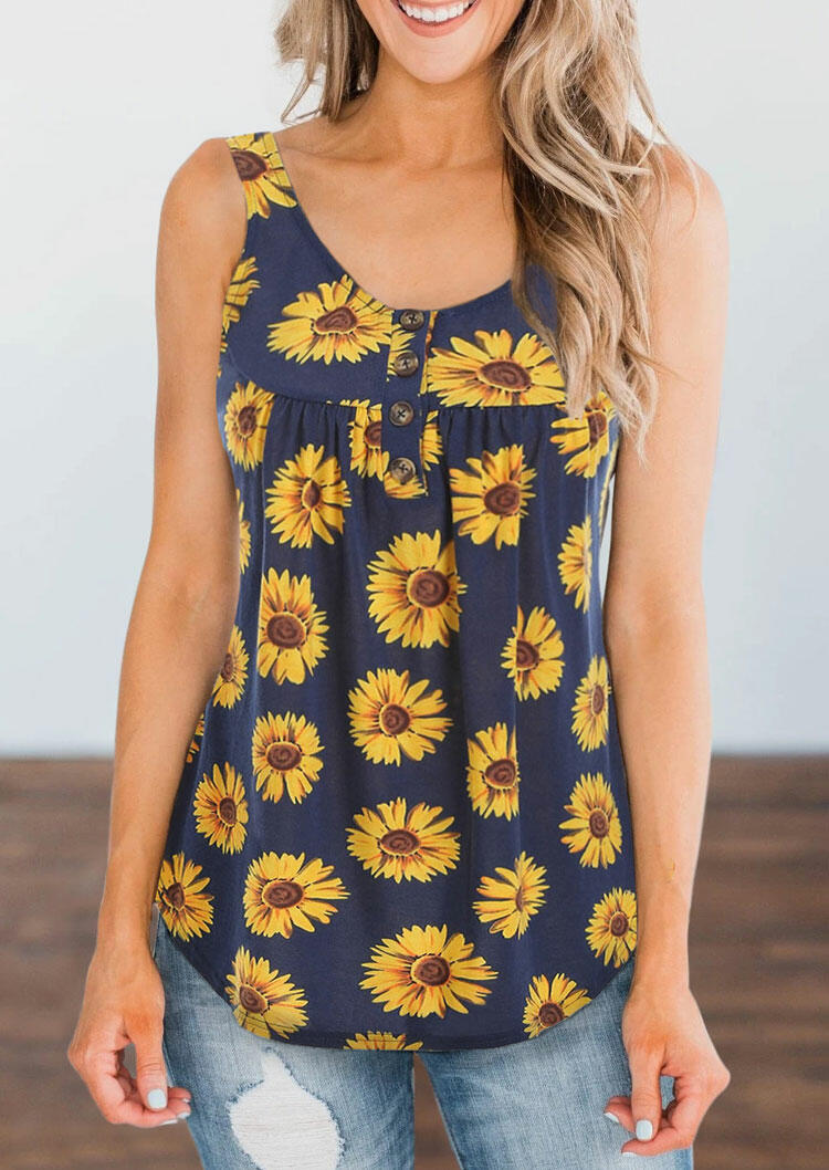 

Sunflower Button Casual Tank - Navy Blue, 468742