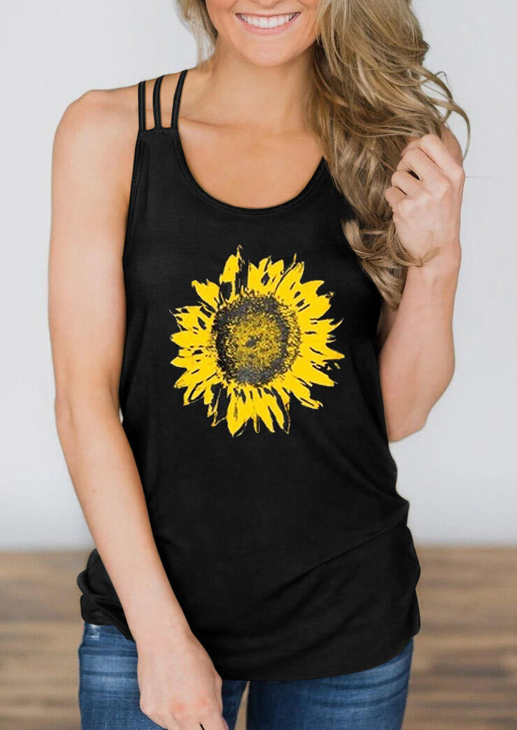 

Sunflower Criss-Cross Hollow Out Tank - Black, 468764