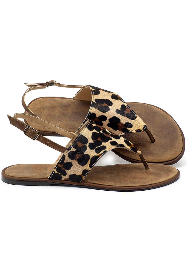 leopard flat sandals