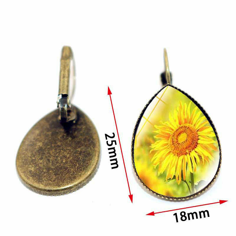 Sunflower Water Drop Shaped Earrings