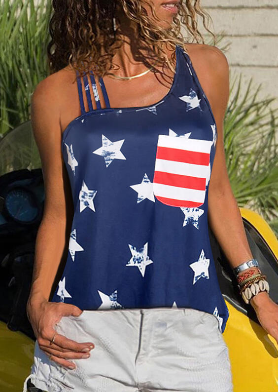 

Pocket American Flag Star Tank without Necklace - Deep Blue, 469209