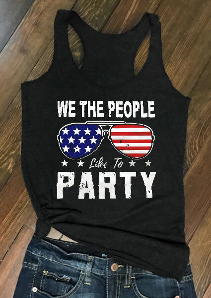 

We The People Like To Party American Flag Tank - Black, 469419