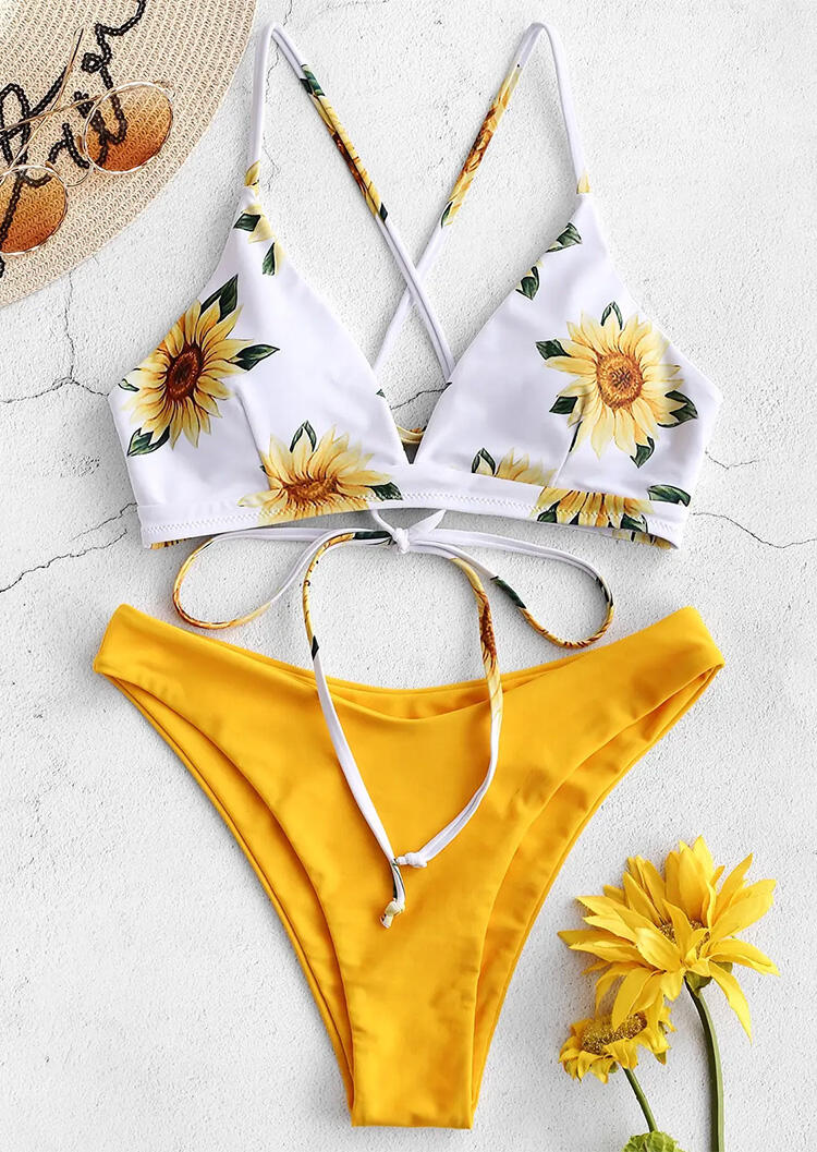 Sunflower Criss-Cross Tie Bikini Set