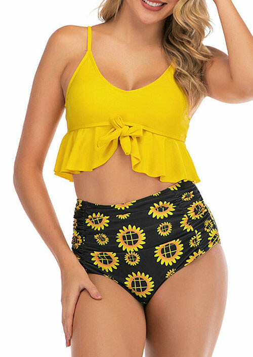 high waisted sunflower swimsuit