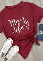 Mom Life Heart V-Neck T-Shirt