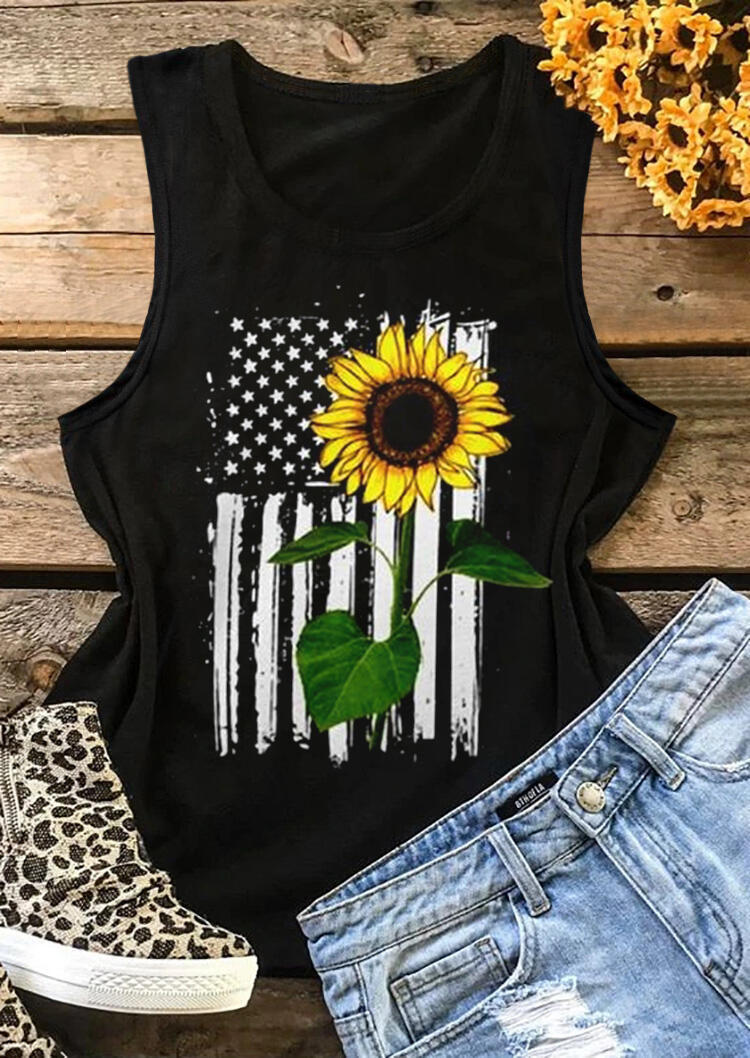 

Sunflower American Flag Star Casual Tank - Black, 469199