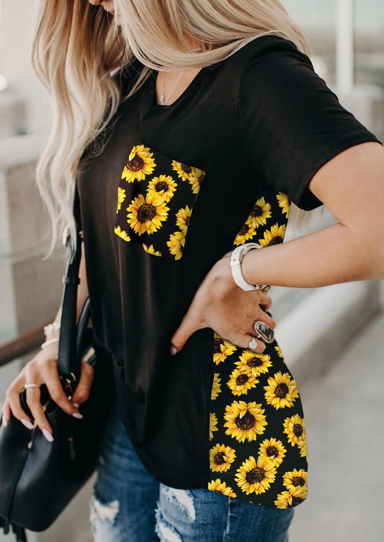 

Sunflower Pocket T-Shirt Tee without Necklace - Black, 469880
