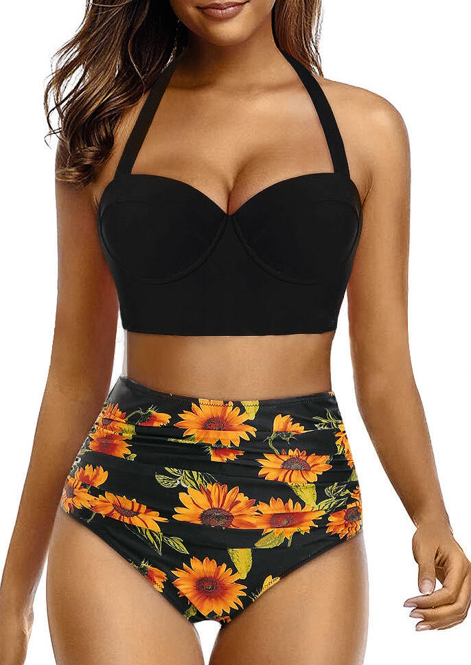 high waisted sunflower swimsuit