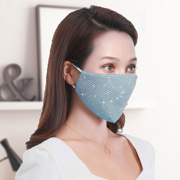 

Anti-Dust Sequined Cotton Face Mask, Black;blue;gold;pink, 470191