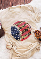 Sumemr Clothes Leopard American Flag Star Baseball T-Shirt Tee