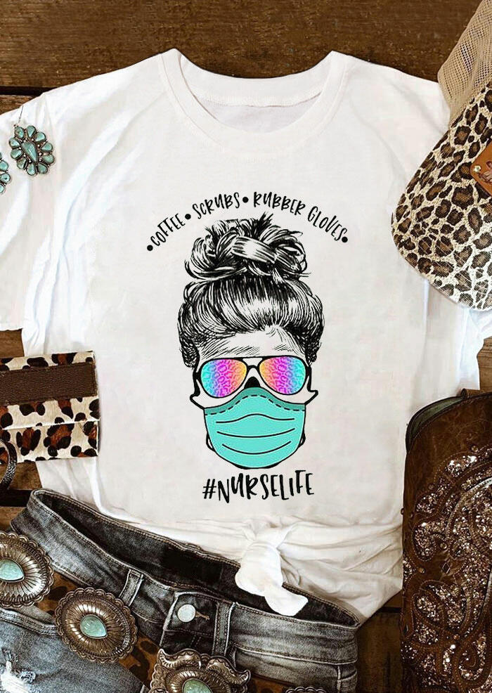 

Coffee Scrubs And Rubber Gloves T-Shirt Tee - White, 469468