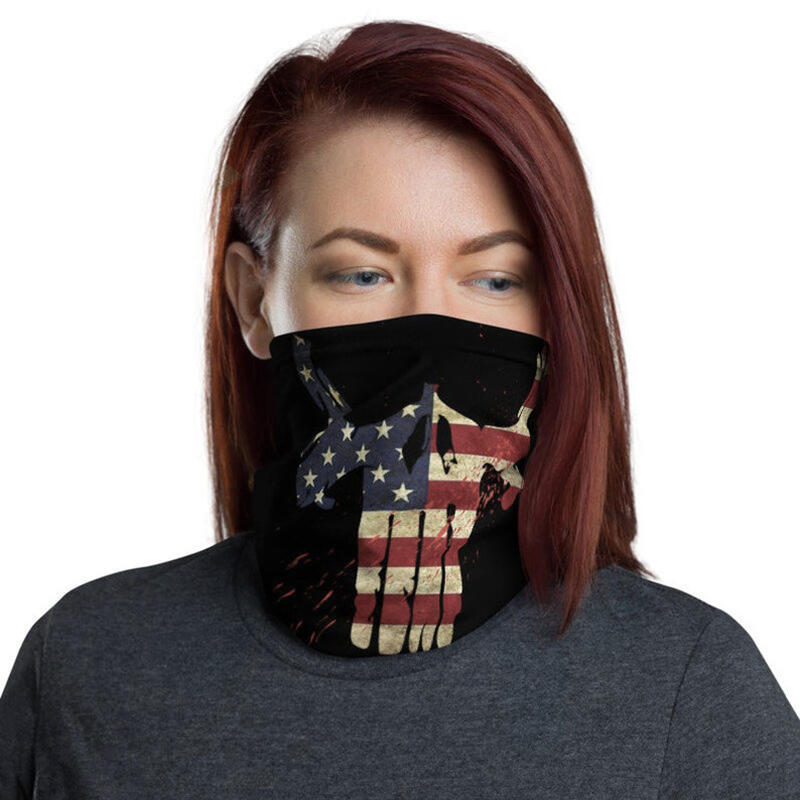 

American Flag Multi-Functional Face Scarf Headband, Black, 470742